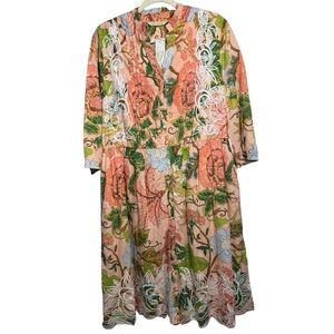 SOFT SURROUNDINGS Floral Embroidered Midi Dress Size Large Lining NEW $180 msrp